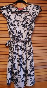 Pink and black floral print dress